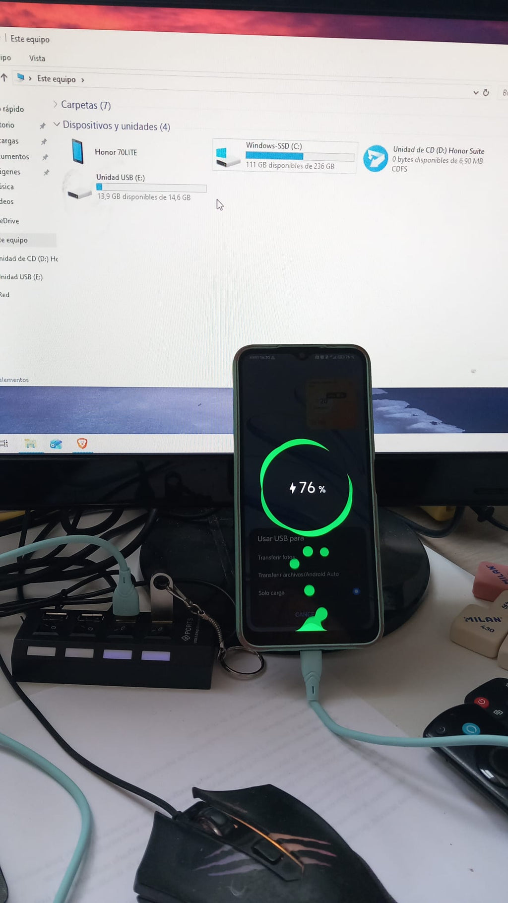 🔌 Extensor USB 4 Puertos con Interruptores Individuales